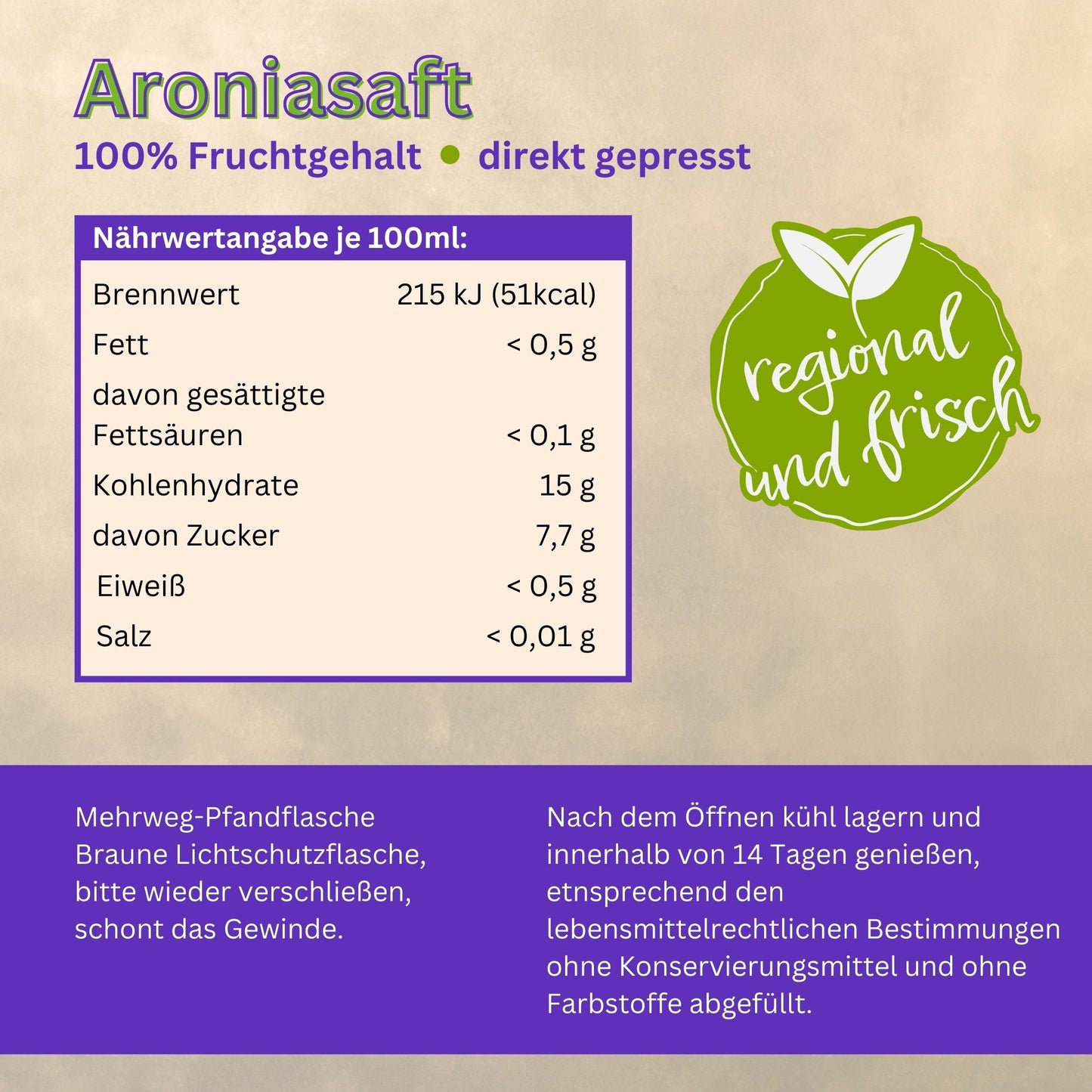 Aronia-Direktsaft / 0.2 Ltr