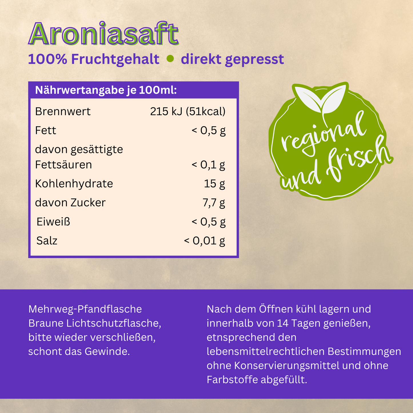 Aronia-Direktsaft / 6x1 Ltr Kasten